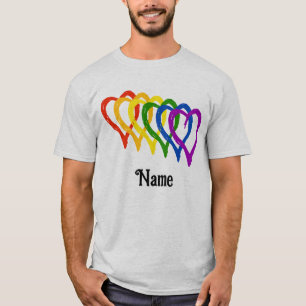 Valentijn Gay Pride Rainbow Flag Hearts Gepersonal T-shirt