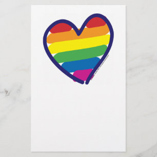 Valentijn Gay Pride Rainbow Heart Briefpapier