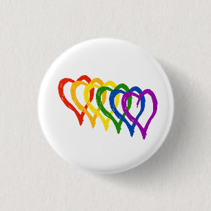Valentijn Gay Pride regenbooggelaagde harten Ronde Button 3,2 Cm