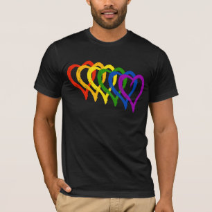 Valentijn Gay Pride regenbooggelaagde harten T-shirt