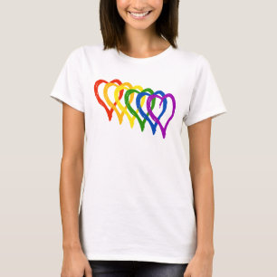 Valentijn Gay Pride regenbooggelaagde harten T-shirt