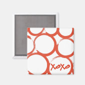 Valentijn gekleurd XOXO Magneet (Voorkant / Achterkant)