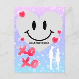 Valentijn Glas Hart Ballon Bubblegum Paar Briefkaart