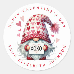 Valentijn Gnome gepersonaliseerde naam ronde Stick Sticker