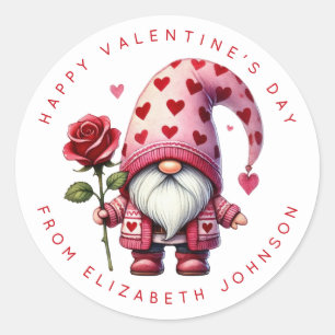 Valentijn Gnome gepersonaliseerde naam ronde Stick Sticker