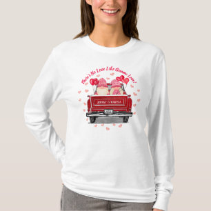 Valentijn Gnome Love Pink Hearts Coupes Names T-shirt