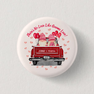Valentijn Gnome Love Pink Hearts Names Onderzetter Ronde Button 3,2 Cm