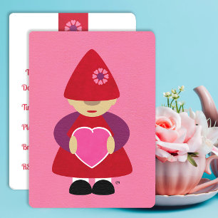 Valentijn Gnome met hartenuitnodiging Kaart
