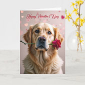 Valentijn Golden Retriever met Roos Kaart (Gele Bloem)