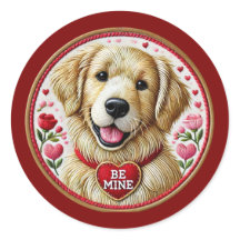Valentijn Golden Retriever Sticker Art