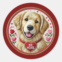 Valentijn Golden Retriever Sticker Art