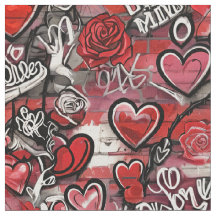 Valentijn Graffiti Harten Patroon Stof