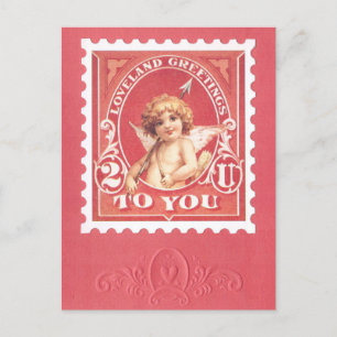 Valentijn Greetings Cupid Red Stamp Briefkaart