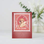 Valentijn Greetings Cupid Red Stamp Briefkaart (Staand voorkant)