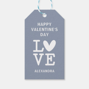 Valentijn grijs en wit liefdeshart aangepaste cade cadeaulabel