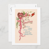 Valentijn Groeten Vintage Image Briefkaart (Voorkant / Achterkant)