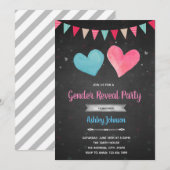 Valentijn hart gender reveal uitnodiging (Voorkant / Achterkant)