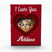 Valentijn hart hond liefde Custom foto naam op roo (Voorkant)