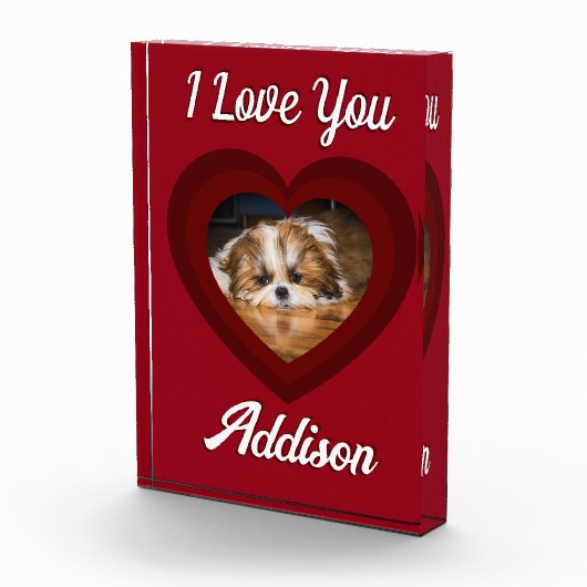 Valentijn hart hond liefde Custom foto naam op roo (Rechts)