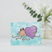 Valentijn hart octopus feestdagenkaart (Staand voorkant)