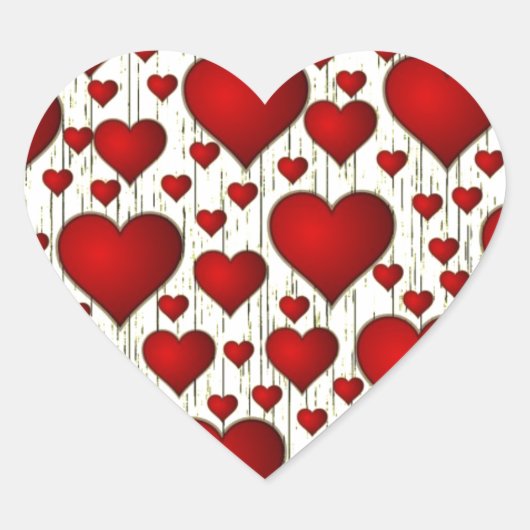 Valentijn hartaanval Retro Red Fab-kleuren Hart Sticker (Voorkant)