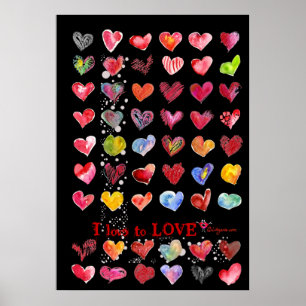 Valentijn Harten Poster in zwart