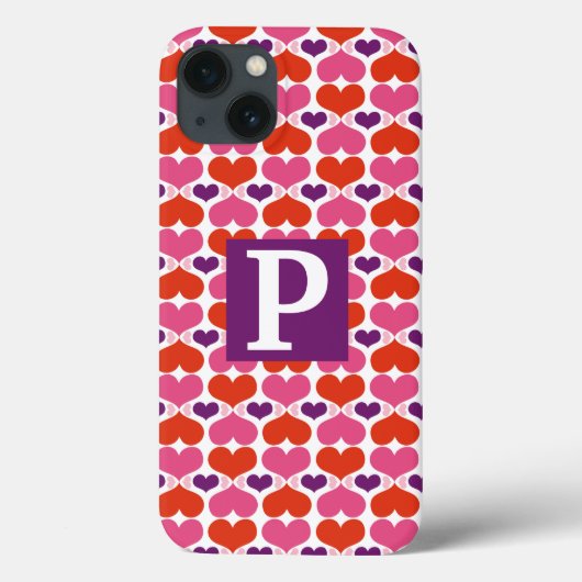 Valentijn Harten Quilt Monogram Case-Mate iPhone Case (Achterkant)