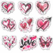 Valentijn harten set sticker (Voorkant)