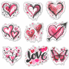 Valentijn harten set sticker