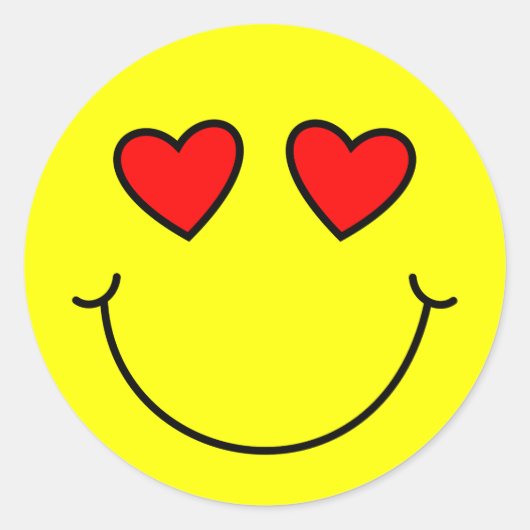 Valentijn Hartogen Emoji Geel Ronde Sticker (Voorkant)
