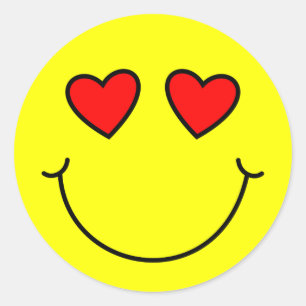 Valentijn Hartogen Emoji Geel Ronde Sticker