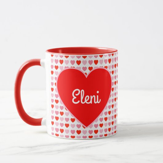 Valentijn Heart Pattern & Red Heart Aangepaste naa Mok (Links)