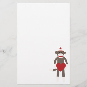 Valentijn Heart Sock Monkey Briefpapier