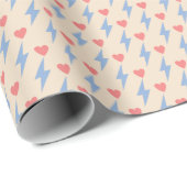 Valentijn Heart Thunder Lightning Bolt Pink Blue Cadeaupapier (Rol Hoek)