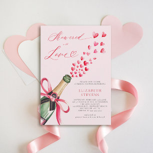 Valentijn Hearts Bubbly Brunch Roze Vrijgezellenfe Kaart