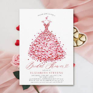 Valentijn Hearts Dress Elegant Rood Vrijgezellenfe Kaart