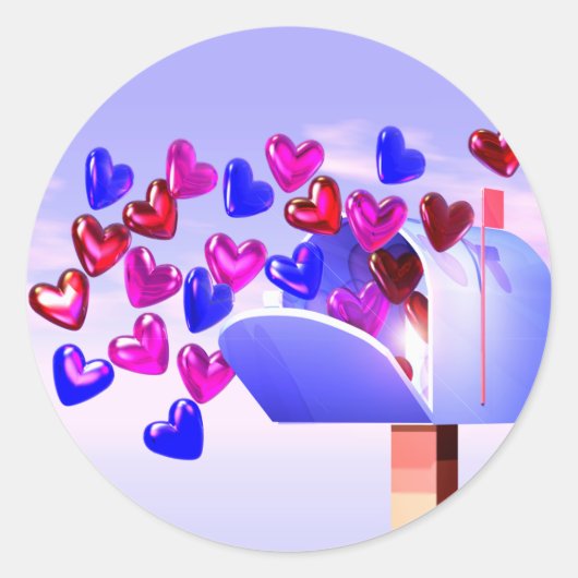 Valentijn Hearts in mailbox Ronde Sticker (Voorkant)