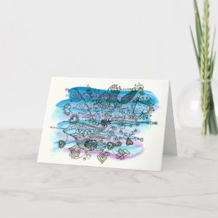 Valentijn Hearts op blauw en Paarse  Feestdagen Kaart