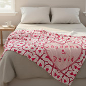 Valentijn Hearts Rood & Roze Bericht Fleece Deken