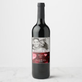 Valentijn Hearts Silver Ribbon Wijn Etiket (Voorkant)