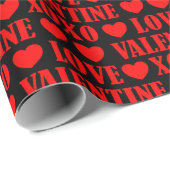 Valentijn Hearts Stijlvol modern chique zwart rood Cadeaupapier (Rol Hoek)