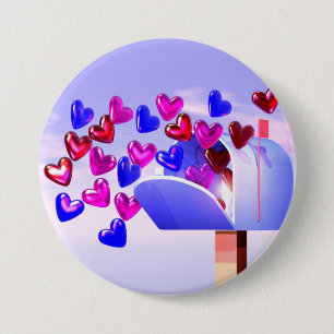 Valentijn Hearts Vliegen Uit Mailbox Ronde Button 7,6 Cm