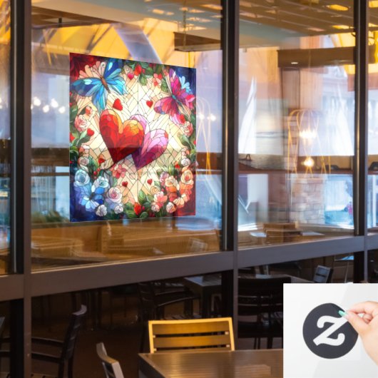 Valentijn Hearts Window Cling Raamsticker (Restaurant Raam)