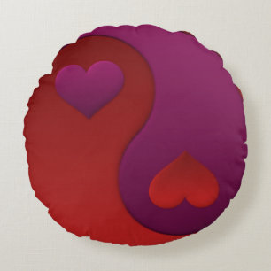 Valentijn Hearts Yin Yang Rond Kussen