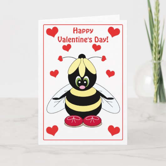 Valentijn hommel met harten Kaart (Voorkant)