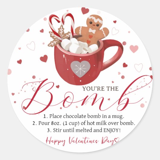 Valentijn Hot Chocolate Bomb Sticker (Voorkant)