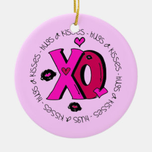 Valentijn Hugs en Kisses Keramisch Ornament