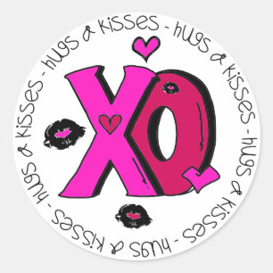 Valentijn Hugs en Kisses Ronde Sticker
