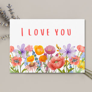 Valentijn I Love You – Lege bloem wilde bloemen Feestdagenkaart