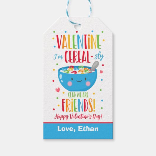 Valentijn Ik ben Cereal Classroom School Preschool Cadeaulabel (Voorkant)